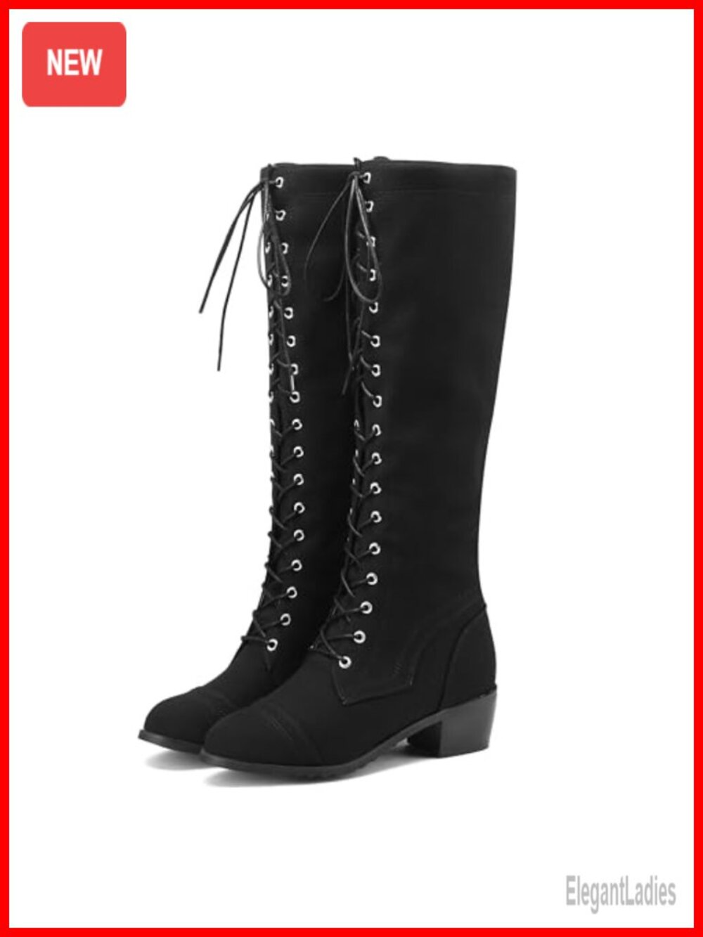 BEAUPAS Women's Knee High Combat Boots Lace Up Riding Boot Synthetic